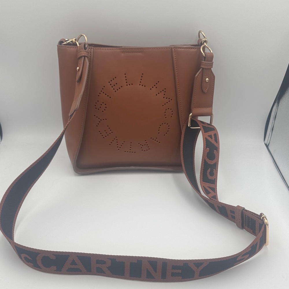 Stella McCartney Brown Crossbody Bag with Logo Strap & Dust Bag